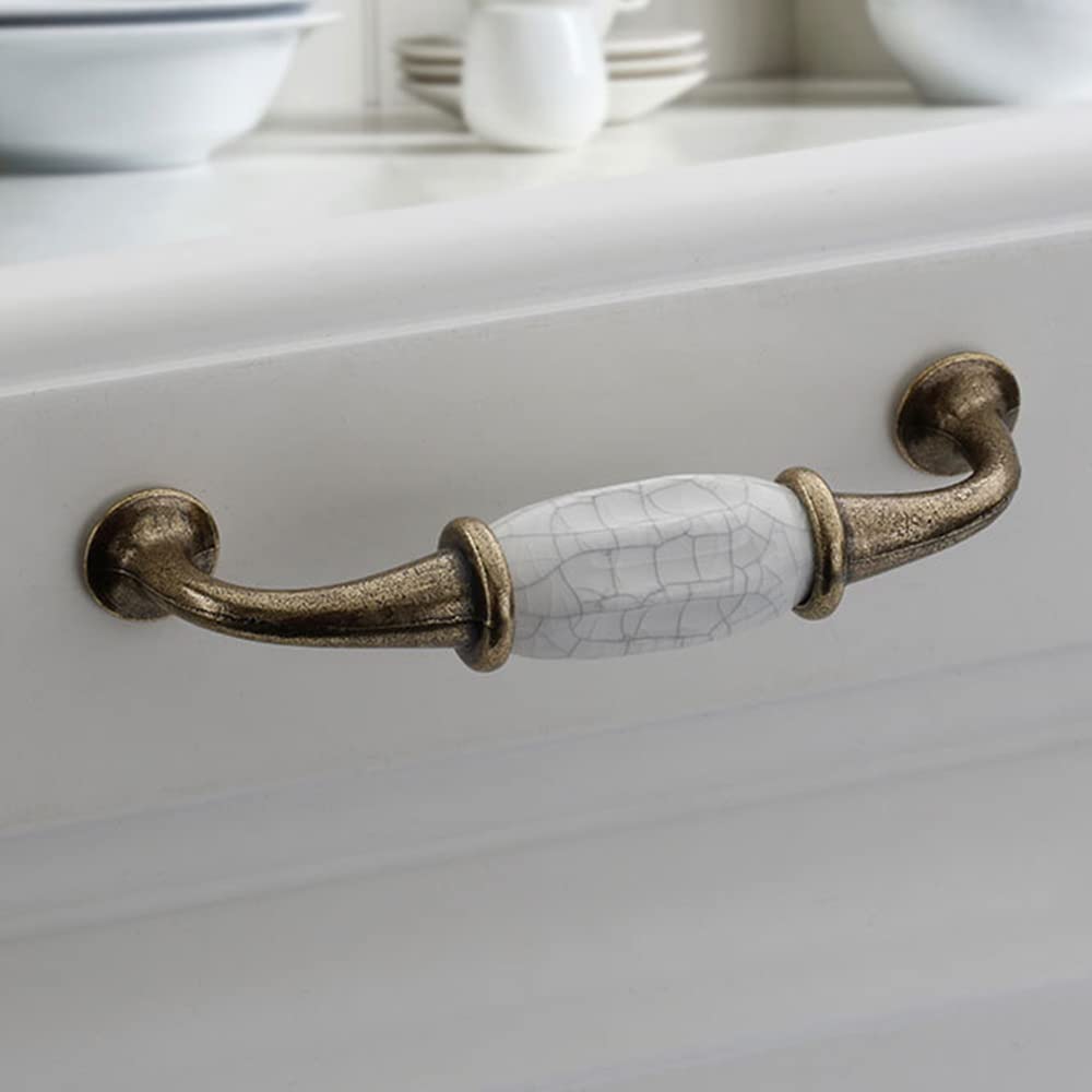 Maniglie Mobili Vintage 96mm - Ottone E Ceramica Bianca, Per Cucina E Armadi - Foto 8