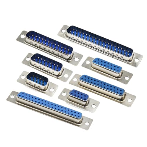 Conector DB37 macho de 37 pines azul tipo soldado para puerto serie RS232, 5 unidades