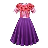 IMEKIS Kid Girls Halloween Witch Costume Winifred Sarah Mary Sanderson Fancy Cosplay Dress Princess Evil Queen Dress Up with Cape Birthday Carnival Party Outfit Pink 6-7 Years - Image 2