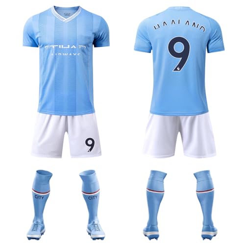 Vorderansicht des AYEUPZ Kinder Fußball-Sets mit Teamlogo und Nr.9 Sublimationsdruck