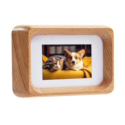 Kattepote Mini Cornice in legno per foto con macchina fotografica istantanea, 3 pollici (86 x 54 mm), con Tappetino per foto 50 x 30 mm, portafoto da Tavolo per per casa, ufficio (Legno di faggio)