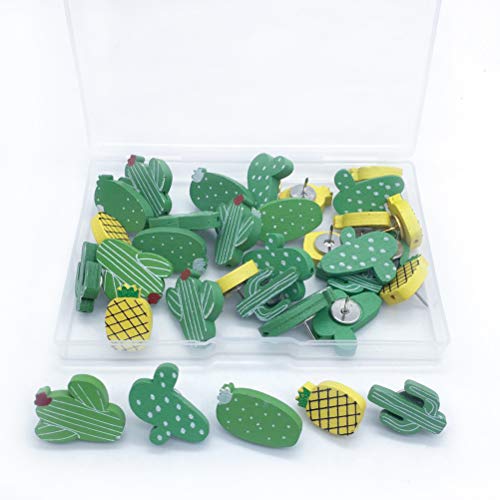 30 Pcs Cork Board Push Pins, Decorative Bulletin Board Cactus Pineapple Thumbtacks,Thumb Tacks Pushpins Clips for Corkboard, Photo Wall, Map, Office Organization or Home Decor