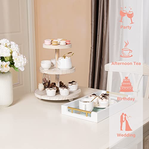 Vivirbien WHITE-3 Tier Cupcake Stand Round,Wood Cake Stand thumb #2
