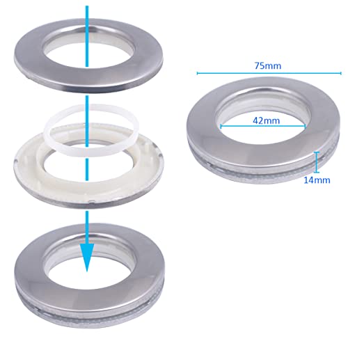 10 Pack Stainless Steel Curtain Grommets, 2 In 1 Metal Curtain Ring Eyelets Metal Grommet Abs Plastic Curtain Eyelet Clips,1.65"42Mm Inner Diameter For Window Drapery Tape (10-Pack Silver) #TOP1