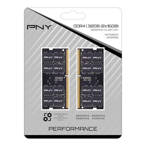 Image of PNY Performance 32GB (2x16GB) DDR4 DRAM 3200MHz (PC4-25600) CL22 (Compatible with 2933MHz, 2666MHz, 2400MHz or 2133MHz) 1.2V Notebook /Laptop (SODIMM) Computer Memory Kit - MN32GK2D43200-TB