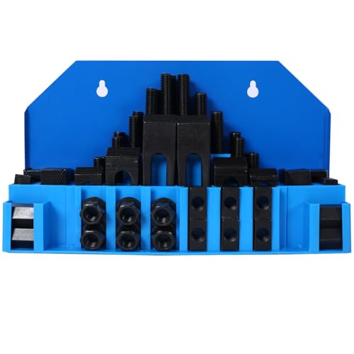 58Pc T-Slot Clamping Kit Mill Machinist Set with T-Slot Cleaner and Tightening Wrench (9/16 Table Slot 1/2-13 Stud Size)