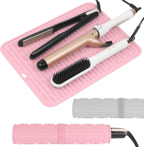 Housse de protection pour outils de coiffage rose et tapis thermorésistant de voyage 40cm
