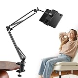 Réglable à 360 ° : avec 4 articulations entièrement réglables, rotatif, inclinable et extensible. Le support s'étend jusqu'à 90 cm, chaque articulation se verrouille en toute sécurité. Les modes portrait et paysage peuvent être changés à volonté. Réglable d'une seule main - Trouvez toujours la position de vision la plus confortable.