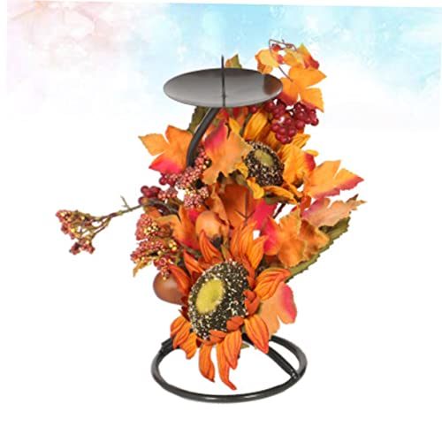 Decorative-Props-Artificial-Fall-Flower-Arrangements-Tea-Light-Stand-Rustic-Vintage-Metal-Candle-Holders-Simulation-Sunflower-Desk-Topper-Christmas-to-Rotate-Decorations