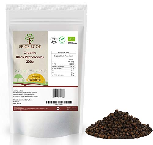 Bio Poivre Noir 200g (Bio Black Pepper) - Qualité Supérieure, Certifié Biologique | Variété Malabar Cover