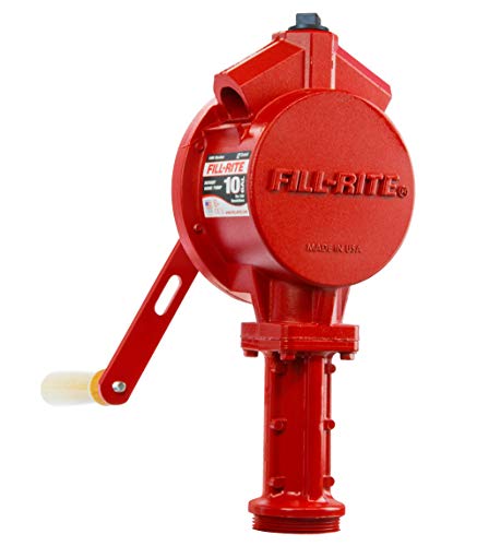 Fill-Rite FR112 Rotary Vane Hand Pump with Discharge Hose, Nozzle Spout, and Suction Pipe