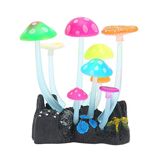 TOPINCN Glowing Effect Artificial Mushroom Luminous Water Plant Mushroom Glowing Plants Artificial Mushroom for Aquarium Fish Tanks Landscape Decoration(Thick Stems 9 Mushroom)