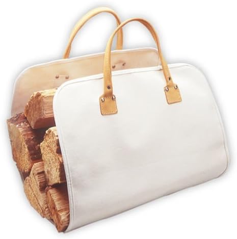 Heavy-Duty Canvas Fire Wood Log Carrier Tote Bag