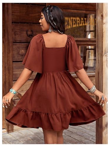 Image of Verdusa Women's Plus Size Western Boho Floral Dress Cowgirl Country Concert Vacation Outfits Flowy Summer Dresses