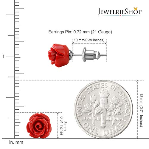 JewelrieShop Handcrafted Assorted Colors Rose Flower Earring Studs for Women Girls, Stainless Steel Hypoallergenic Earring Pins4