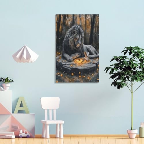 Impression sur toile de lion premium 40x60cm deco - 4