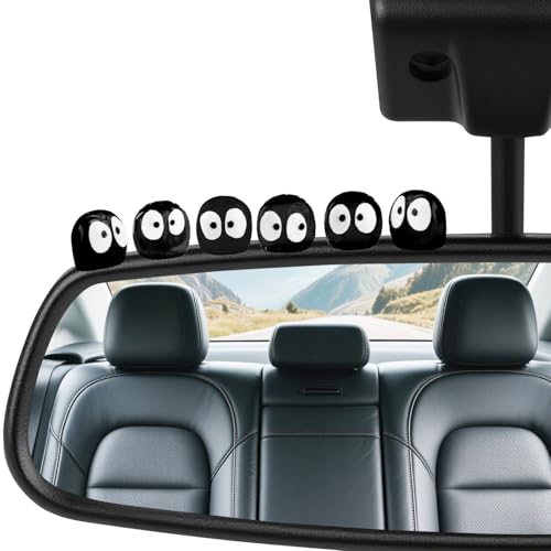 Luminous Soot Sprites Car Decor Set,30PCS Fun Soot Sprite Stickers for Rearview Mirror and Dashboard,Colourful Glow in the Dark Adhesive Elf Ornaments (Black)