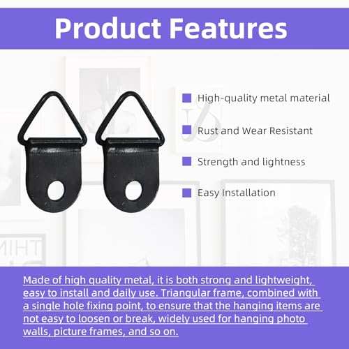Image of 300Pcs Small Triangle Ring Steel Picture Hangers with Screws, Light Duty D Rings Picture Frames Hook for Hanging Clock, Decoration, Mirror, Paintings, Photo, Artwork