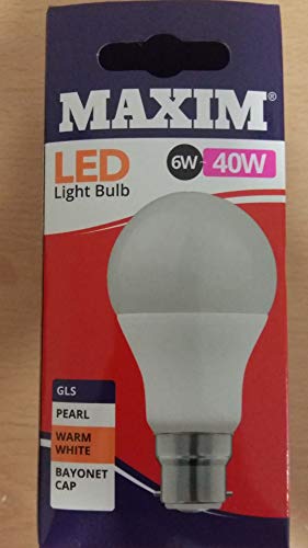 Maxim 1 x LED GLS Bayonet Cap (BC) Bulbs, B22, 6 W, Warm White