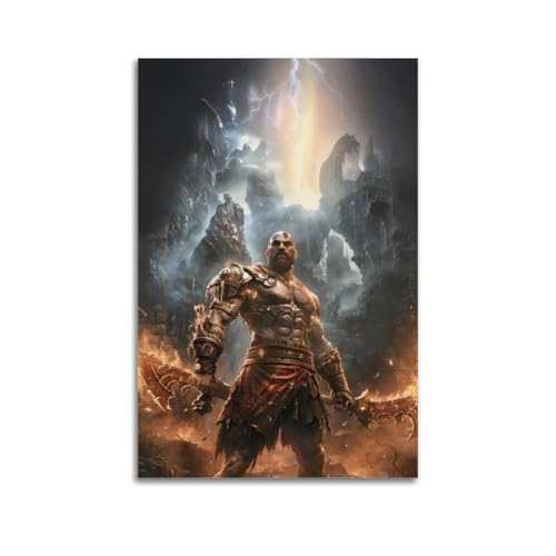 SACPFGUE Póster decorativo de God of War Game 2 con pintura en lienzo para pared e imagen artística moderna para decoración de dormitorio familiar, 20 x 30 cm