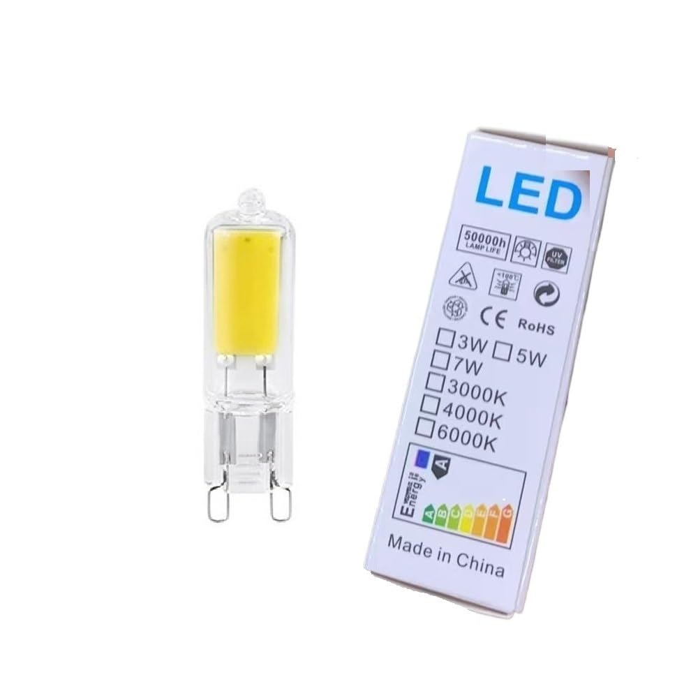 HHF Iluminación del hogar, Paquete de 50, bombilla LED COB de silicona AC220V G4/G9 2W/4W fuente de luz de araña de cristal(Blanco,G9 2W)