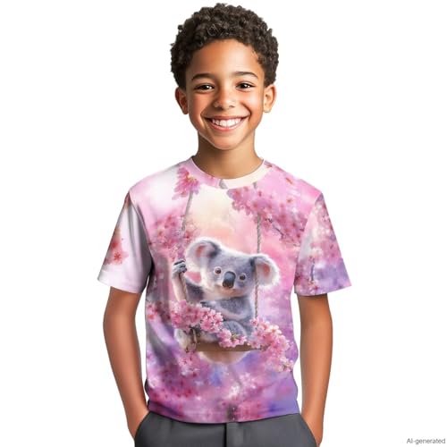 Image of WELLFLYHOM Kids Tshirts Girls Boys Short Sleeve Crewneck Tees Shirts Casual Sport Pullover Tops Size 3-16 Years