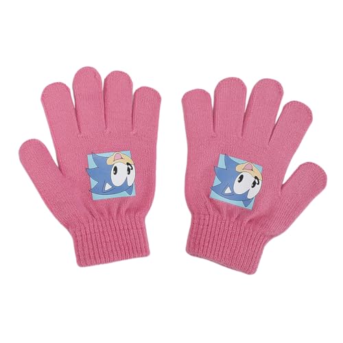 Sonic The Hedgehog Pink and White Youth Cuffed Beanie and Gloves Set3