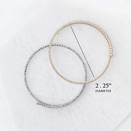 NTLX Crystal Bracelet for Women - Rhinestone Coil Bangle Bracelet – Flexible & Adjustable - Silver & Gold Plated - Bridal, Wedding, Prom, Party, Pageant, Evening, Casual, Tennis Bracelet with Gift Box2