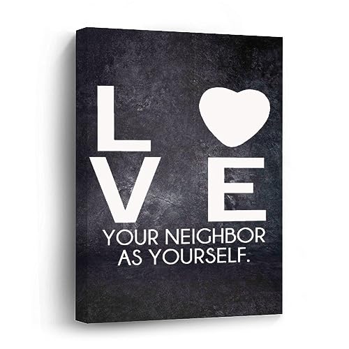 Lienzo decorativo Love Your Neighbor con arte motivacional para sala de estar