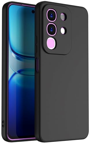 Image of Kapa Matte Protective Lens Flexible Back Cover for Iqoo Z10x 5G / Vivo T4x 5G | Slim Silicone with Soft Lining Shockproof Full Body Bumper Case (Black)