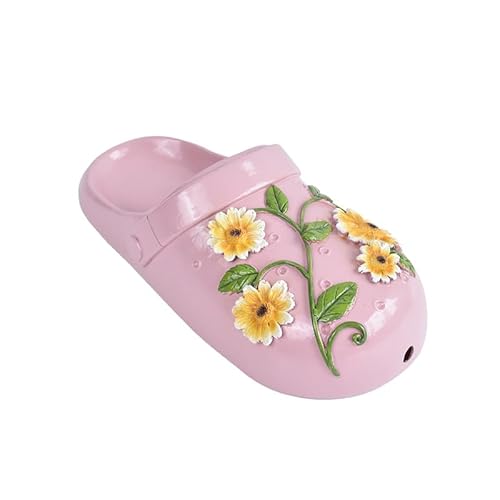 Creative Slipper Flowerpot Resin Shoe Plant Pot Pink Decorative Planter Pots with Sunflower Design Hanging Wall Flower Pot for Succulent Planter Indoor Balcony Garden Patio Living Room Decoration