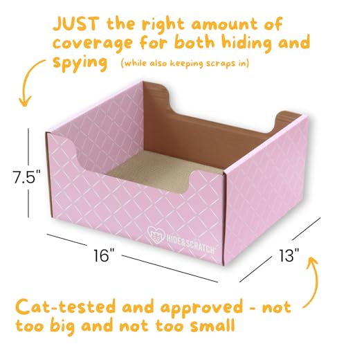 Hide & Scratch Cardboard Cat Scratcher Box & Bed - Light Pink Diamond | Double-Sided Corrugated Pad for Indoor Cats | Refillable Scratching Board Toy for Play & Furniture Protection by Hide & Scratch - Image 5