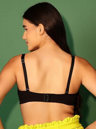 Image of Clovia Women's Cotton Non-Padded Non-Wired Full Coverage Multiway T-Shirt Bra in Black