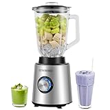 Standmixer 800 Watt 6-Fach Metallmesser 1,5 Liter 5 Stufen Glas Edelstahl Pulsfunktion Universal Power Mixer Eiweiß Shaker Hand Blender Ice Crusher Zerkleinerer Smoothie Maker Stand Mixer