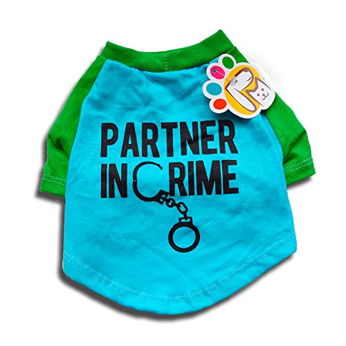PETMONT Lässiges T-Shirt für Haustiere: Partner in Kriminblau und Grün, ideal für kleine und mittelgroße Hunde, Größe XS Cover