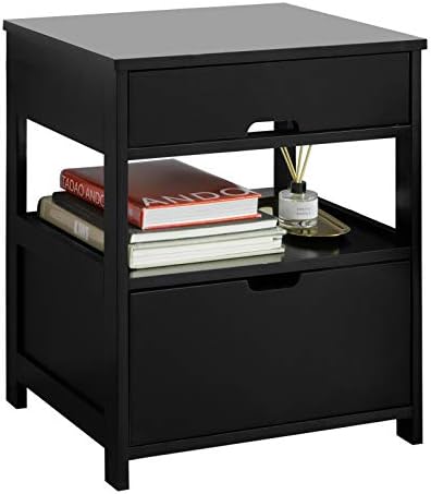 VidaXL Table Basse Avec 2 Tiroirs Et Étagère - Moderne Noir Bois D'Ingénierie 100x51x45cm