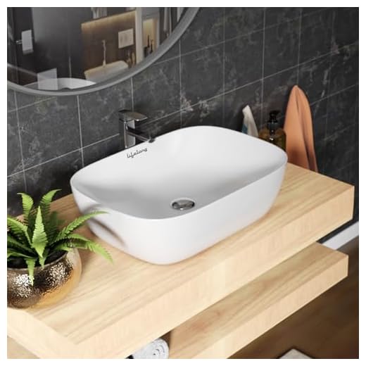 Lifelong Wash Basin for Bathroom - Tabletop Washbasin - Ceramic Glossy Round Countertop Vessel Sink Ideal for Bathroom, Dining Hall & Vanity 33x46x16 cm (White, LLHIPB01)