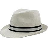Sombrero Paja Hombre Mujer Fedora Borsalino Trilby Gorra Panamá Verano Playa ala Corta Moda Unisex (LU03045, 57cm)