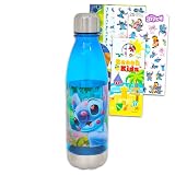 Disney Stitch Water Bottle for Girls - Bundle with Stitch and Angel Reusable Water Bottle for Home, School, Sports Plus Stickers, More | Lilo and Stitch Water Bottle for Kids