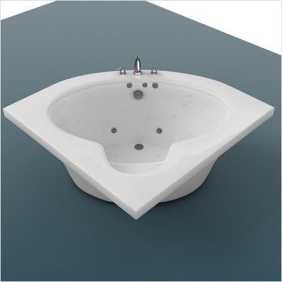 Trinidad 60 x 60 x 23" Corner Whirlpool Jetted Bathtub Color/Trim / Tile Flange / Pump: Bone / Polished Brass / No / Right