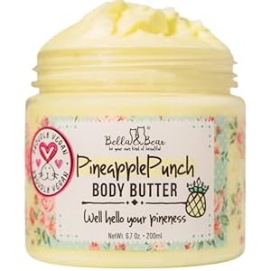 Bella & Bear Pineapple Body Butter, Hydrating Formula – Vegan Travel Size (6.7oz)