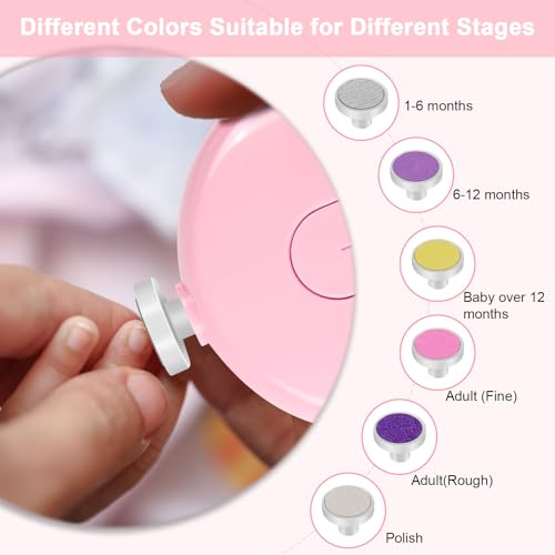 Miniatura 4 de Vicloon Lima De Uñas Bebé, 6 En 1 Cortaúñas Eléctrico Para Niños, Juego De Uñas Para Dedos De Los Pies, Cortaúñas Silencioso Cortador,Juego De Uñas El Cuidado Del Recién Nacido Rosa