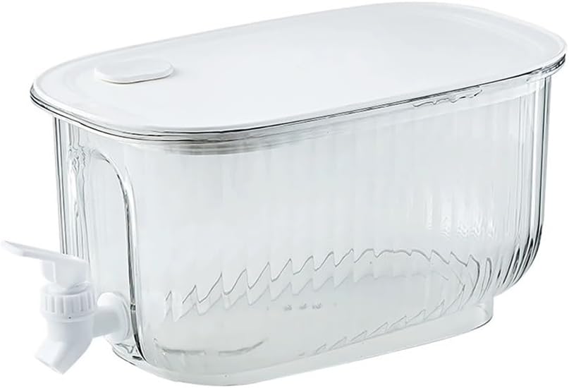 Tea Set 4L Fridge Beverage Dispenser Water Jug With Tap Large Capacity Cold Kettle Juice JugCool Bucket For Home Teapot Set(White)