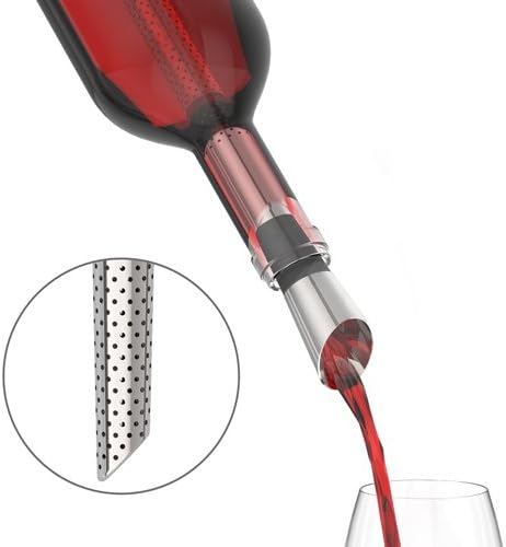Miniatura 8 de Host Filtro de vino con tapón, purificador de vino de acero inoxidable para eliminar histaminas, sulfitos y suavizar taninos, incluye tapón con