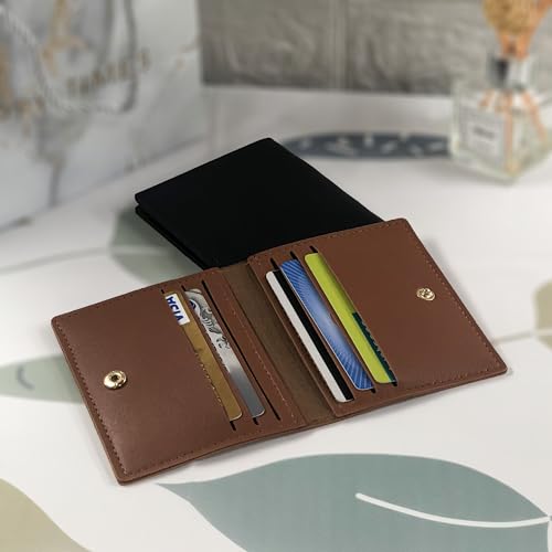 Ultra Thin and Minimalist Leather Card Holder, Front Pocket Wallet, Credit Card Clip, Suitable for Men and Women (Brown)4