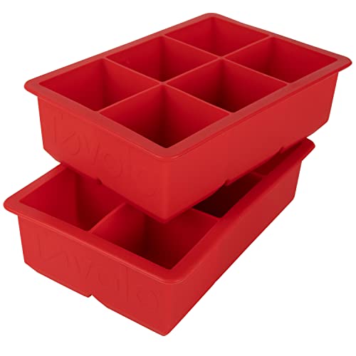Tovolo Inch Large King Craft Ice Mold Freezer Tray Of 2" Cubes For Whiskey, Bourbon, Spirits & Liquor Drinks, Bpa-Free Silicone, Set Of 2, Candy Apple #TOP4