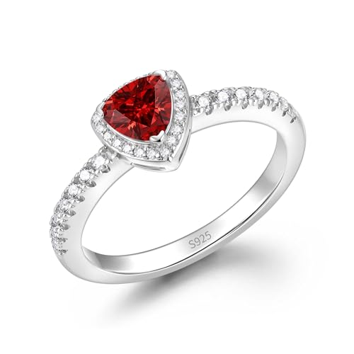 FANCIME Gifts for Women July Birthstone Rings Sterling Silver Ruby Leroy Trinity Rings Promise Rings for Women Elegant Geometric Design Symbol Balance of Love Size 8