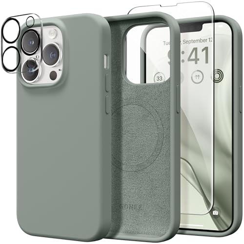 Coque de téléphone silicone liquide pour iPhone 13 Pro avec MagSafe et protections intégrées