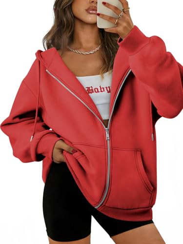 ATHMILE Sweatshirts for Women Oversized Zip Up Hoodie Christmas Sweatshirts Jacket White Y2k Hoodies Fleece Lined Winter Clothing 2026