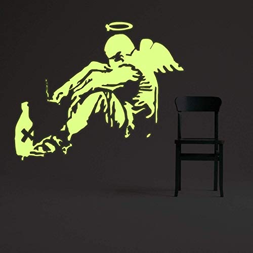 Glow in Dark Banksy Fallen Angel Wall Sticker - Night